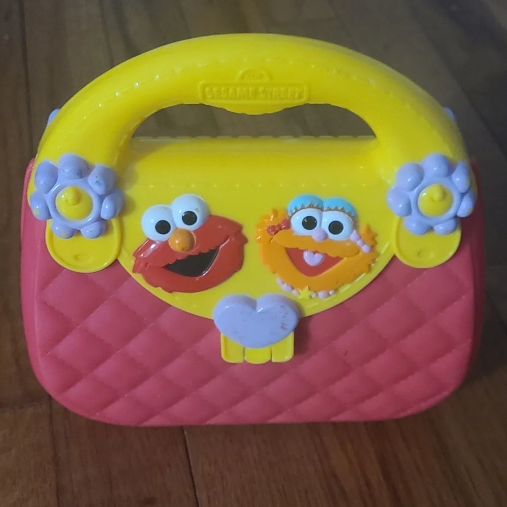 Vintage seasame street Mattel elmo Zoe plastic quilted purse